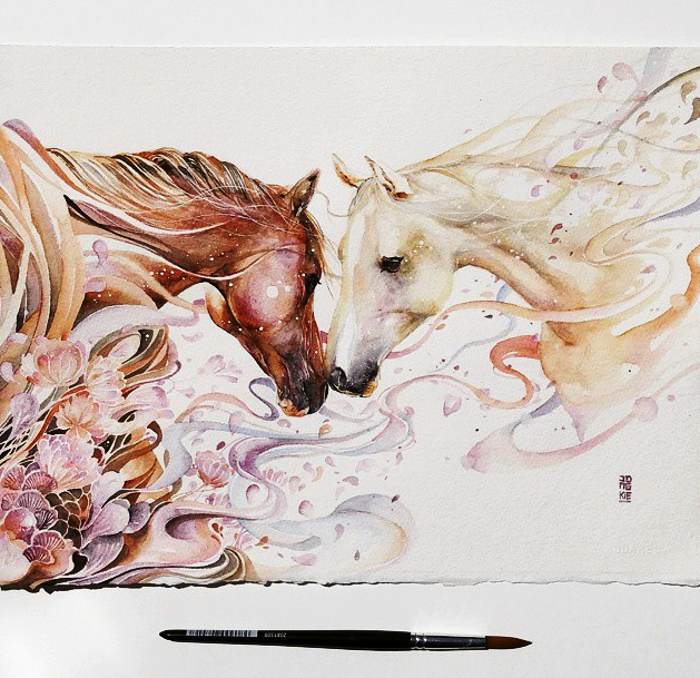 629x609 Horse Watercolor Painting By Luqman Reza Mulyono Jongkie