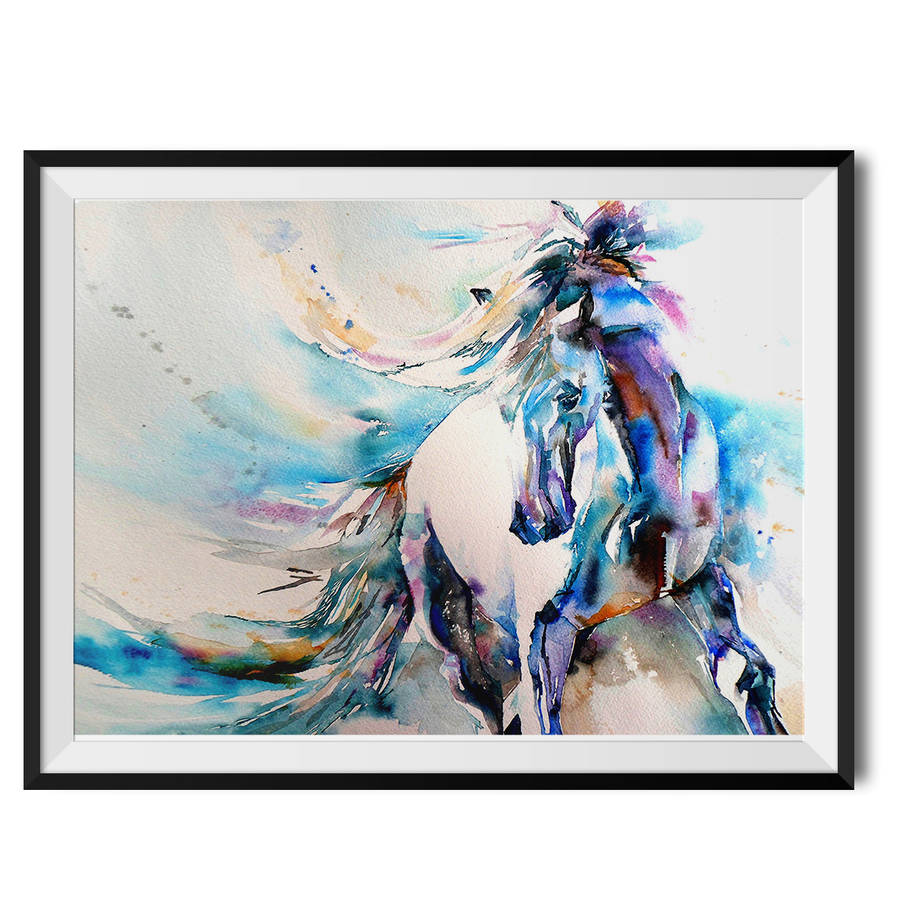 900x900 Spanish Horse Watercolour Fine Art Print By Wraptious