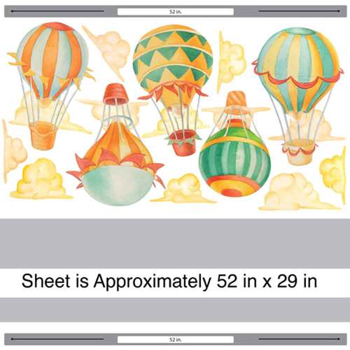 500x500 Up Amp Away Hot Air Balloon Watercolor Wall Decal Kit