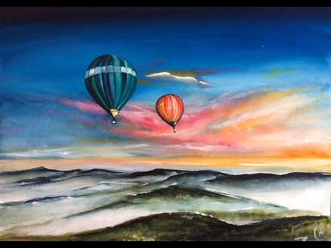 480x360 Watercolor Hot Air Balloons Painting Demonstration