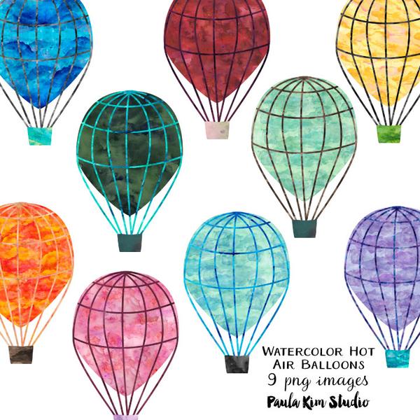 600x600 Watercolor Hot Air Balloons Paula Kim Studio