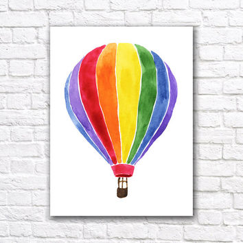 354x354 Hot Air Balloon Watercolor Wall Art Print From Quantumprints