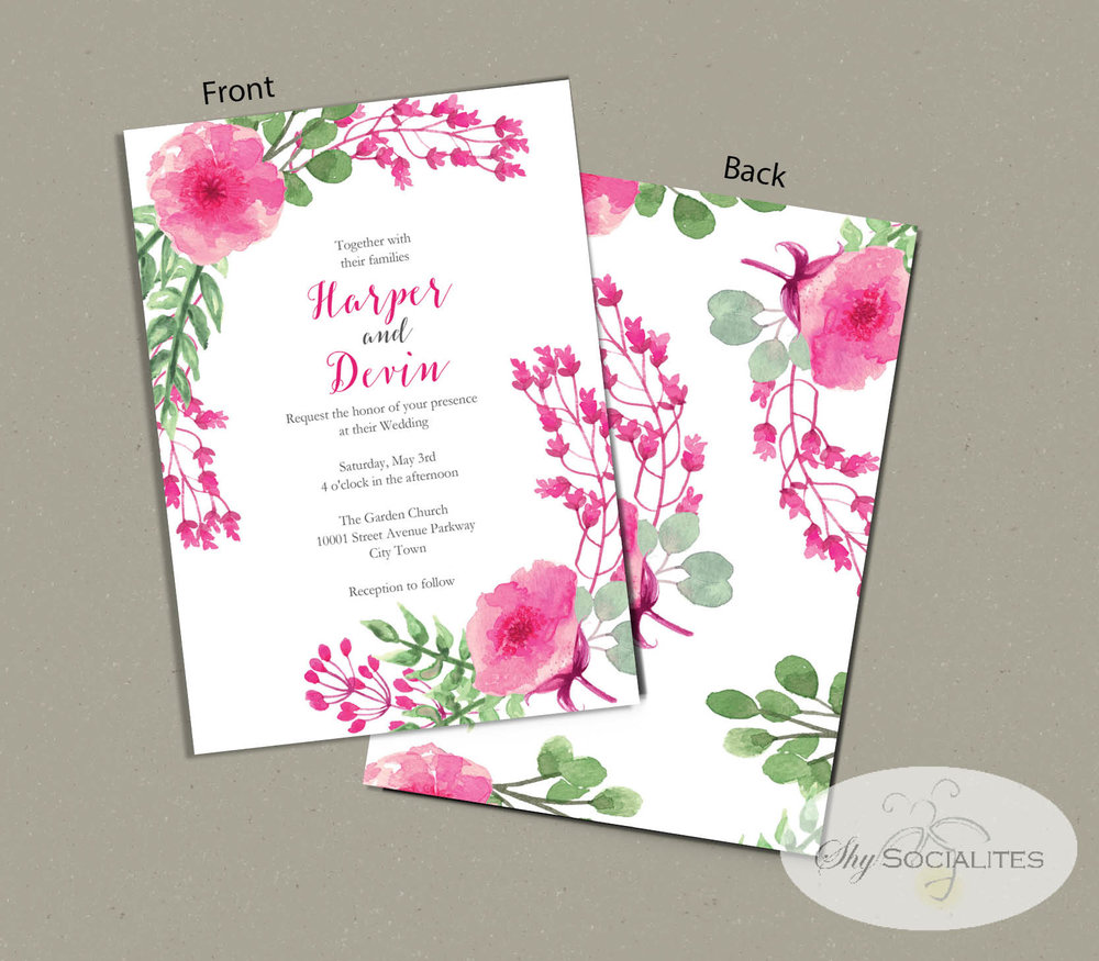 1000x875 Hot Pink Watercolor Floral Wedding Suite Shy Socialites