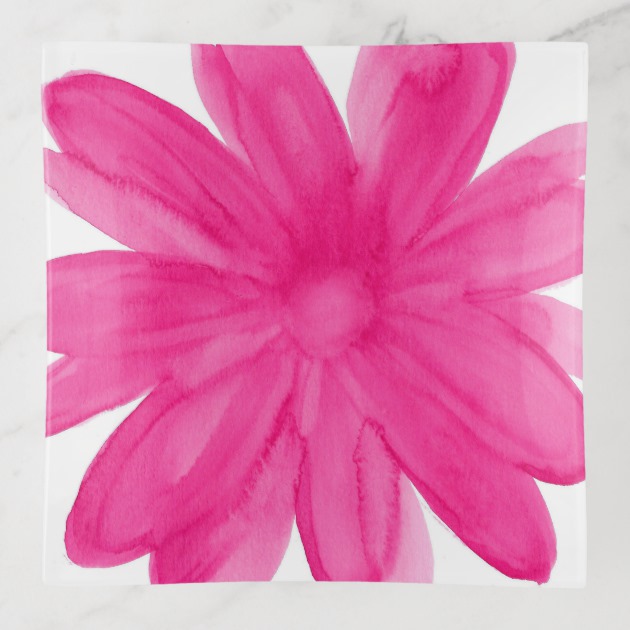630x630 Hot Pink Watercolor Flower Trinket Trays