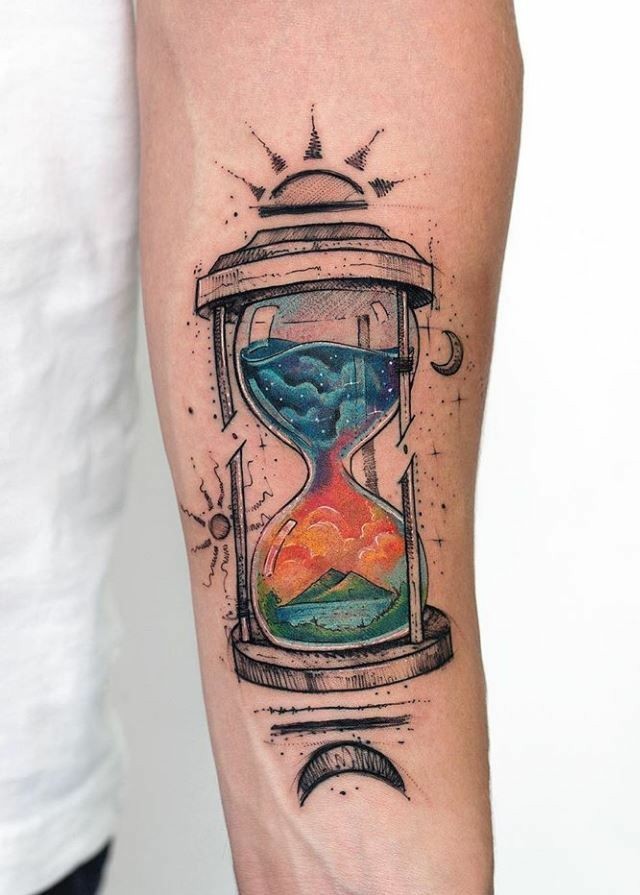 640x895 Colorful Hourglass Tattoo