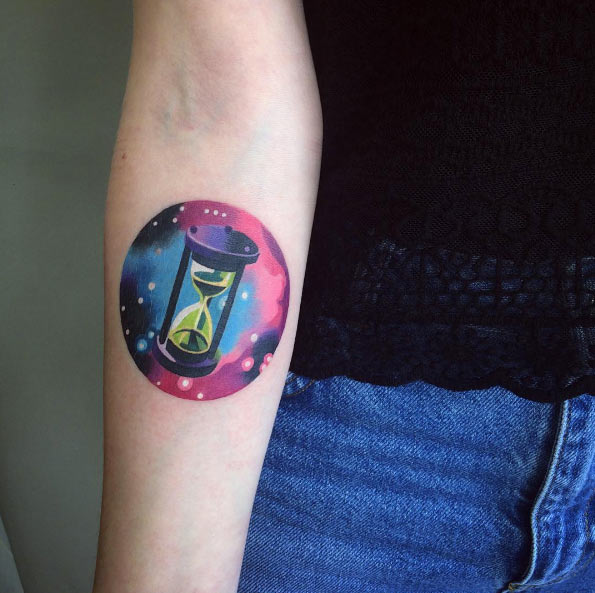 595x593 Watercolor Hourglass Tattoo