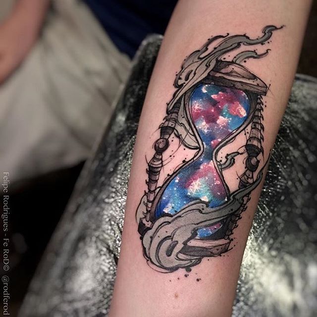 640x640 21inkedd Watercolor Galaxy Hourglass Tattoo By Felipe Rodrigues