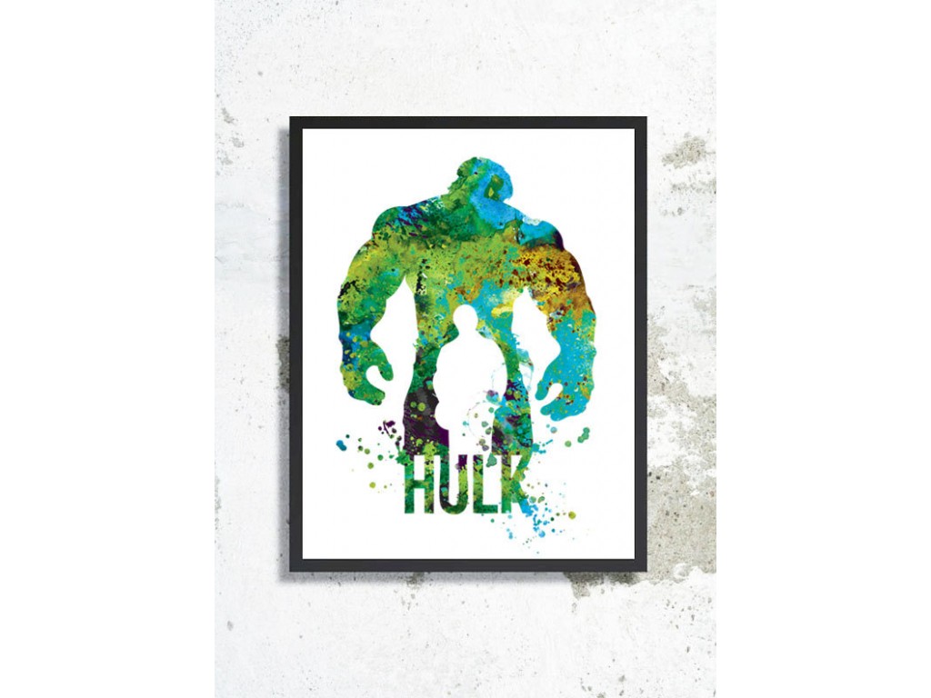 1024x768 Hulk Watercolor Art Print Avengers Poster Hulk Painting Boy Room