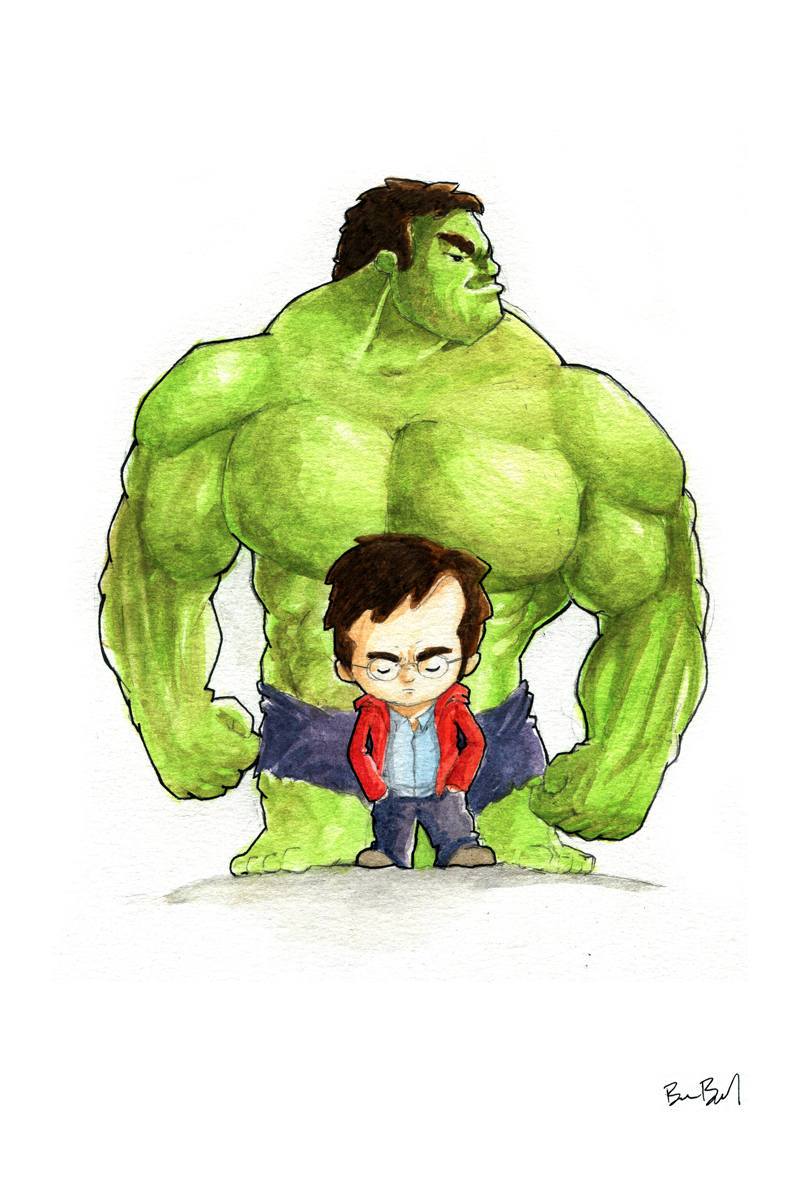 800x1198 Hulk And Bruce Banner Watercolor Fan Art Print Ben Byrd Art