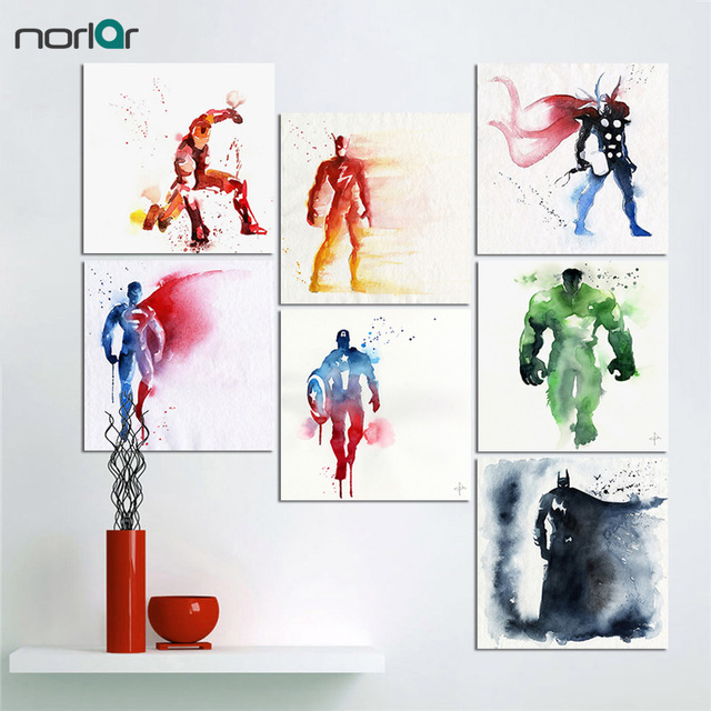 640x640 Original Watercolor Superhero Avenger Movie Poster Print Vintage