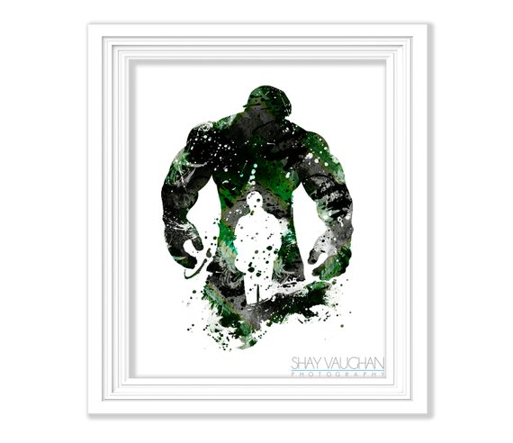 570x492 The Hulk Watercolor Print Superhero Art Painting Home Decor Etsy