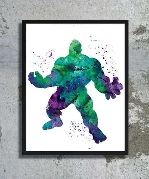 570x685 Avengers Hulk Watercolor Art Print Movie Marvel Poster Hero