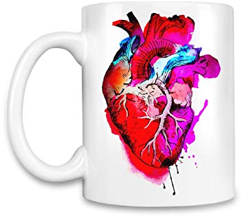 355x323 Watercolor Human Heart Unique Coffee Mug 11oz