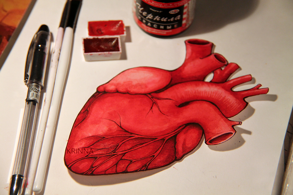 1000x667 Human Heart Postcard. By Krinna