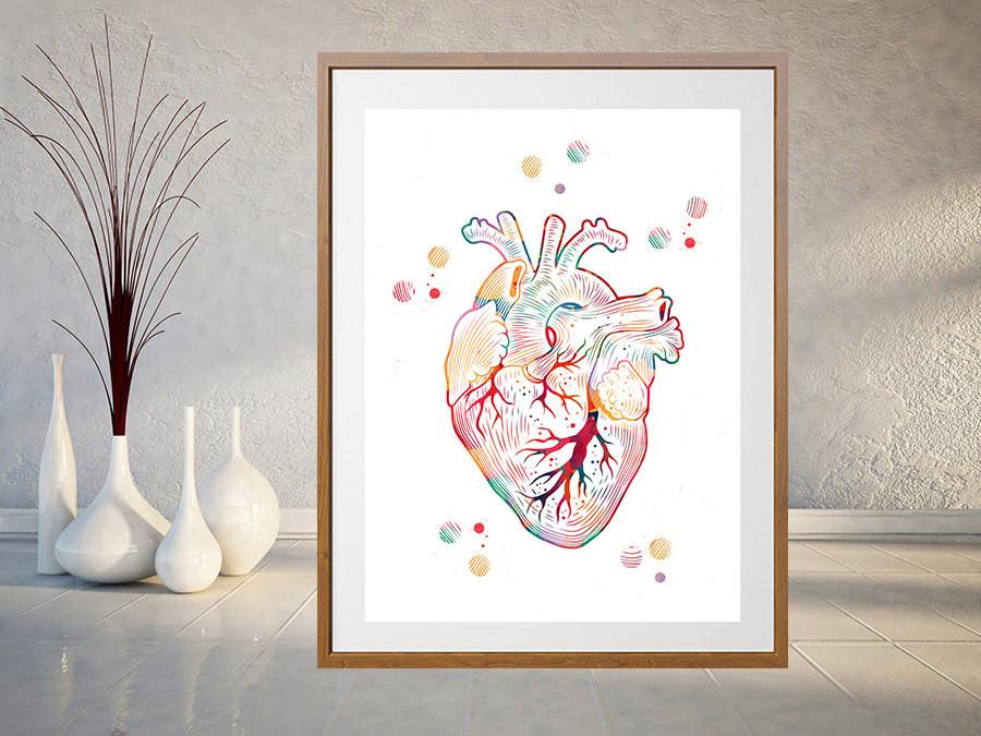 900x675 The Human Heart Watercolor Print Mimiprints