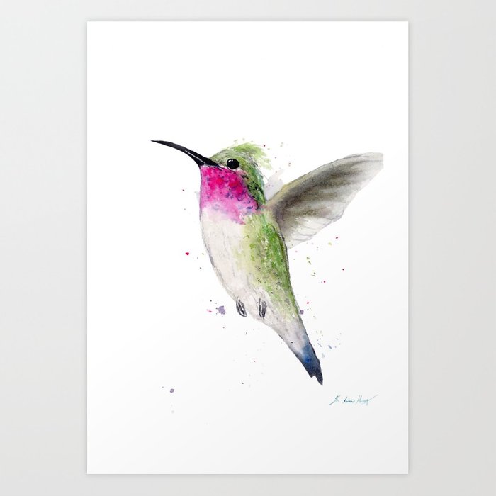 700x700 Hummingbird Watercolor Painting By Suisai Genki Art Print By