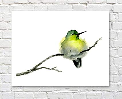 425x346 Hummingbird Watercolor Hummingbird Art Print By