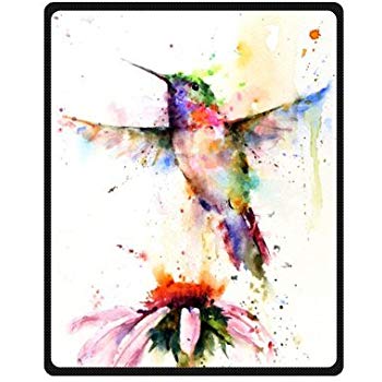 350x350 Watercolor Hummingbird Art Soft Fleece Blankets And