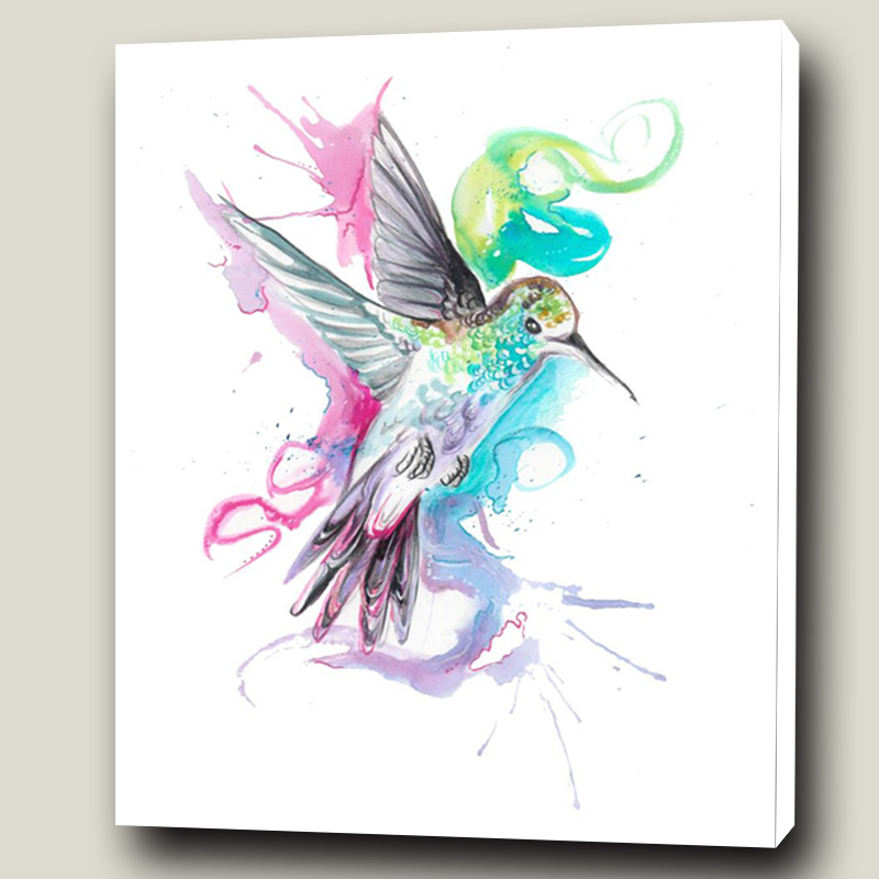 800x800 Hot Sale Art Wall Painting Canvas Watercolour Hummingbird Decor