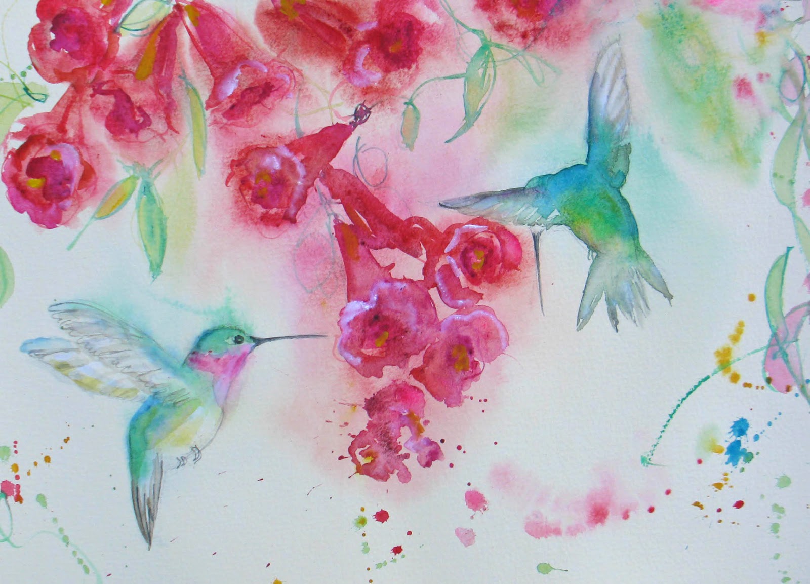 1600x1153 Daily Painters Abstract Gallery Hummingbird Trumpetvine Play