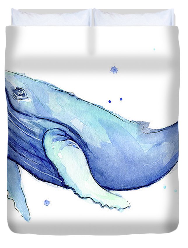 645x853 Humpback Whale Watercolor Duvet Cover For Sale By Olga Shvartsur