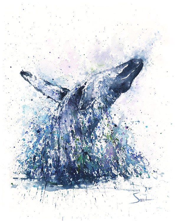 600x751 Humpback Whale Watercolor Print Watercolor Animal Paintings