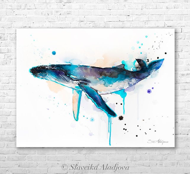 642x590 Humpback Whale Watercolor Painting Print By Slaveika Aladjova Etsy