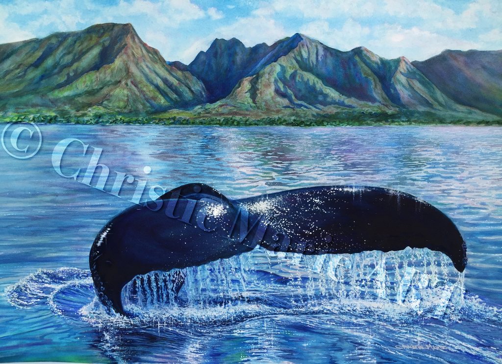 1024x744 Original Watercolor Painting Of Humpback Whale Lahaina, Hawaii