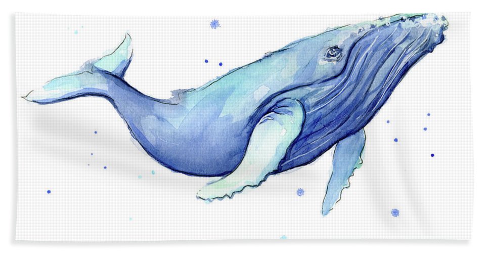 967x500 Whale Watercolor Humpback Beach Towel For Sale By Olga Shvartsur
