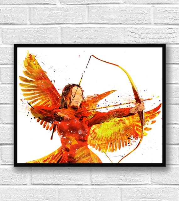 570x642 Hunger Games Watercolor Print Katniss Everdeen Art Etsy
