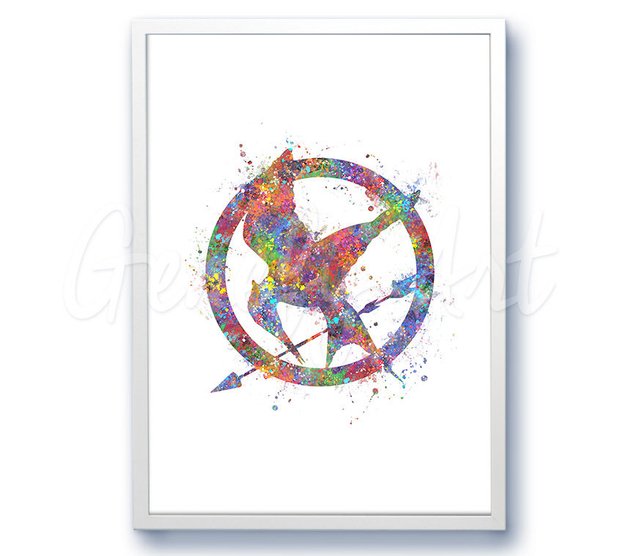 642x556 Mockingjay The Hunger Games Watercolor Art Poster Print Etsy