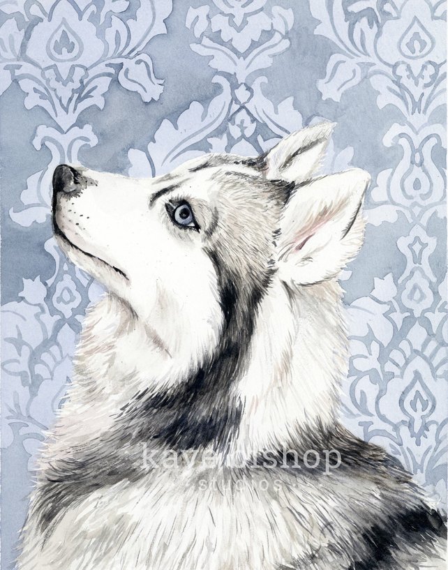 642x817 Husky Painting Husky Painting Husky Watercolor Husky Art Etsy