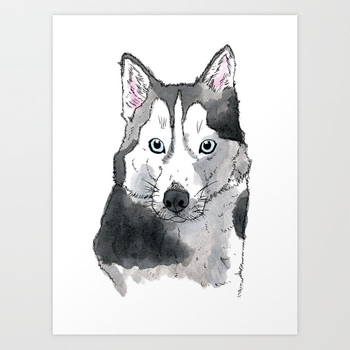 700x700 Husky Watercolor Portrait