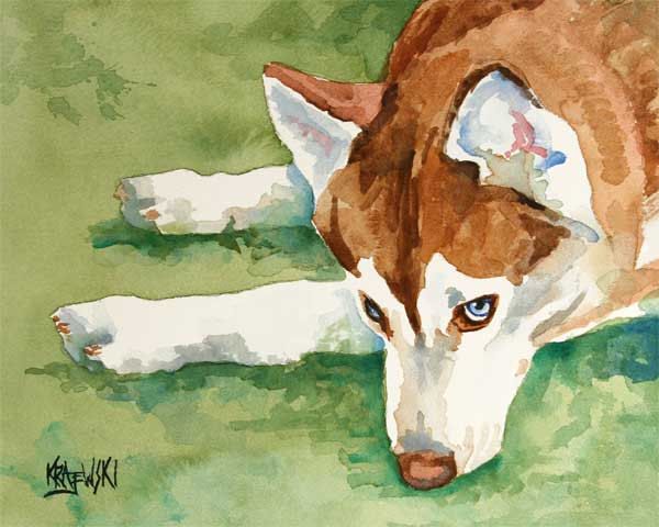 600x480 Siberian Husky Art Print Of Original Watercolor Painting