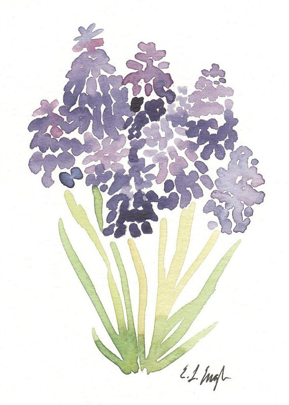 570x798 Watercolor Flowers, Floral Print, Purple Flowers, Watercolor Print