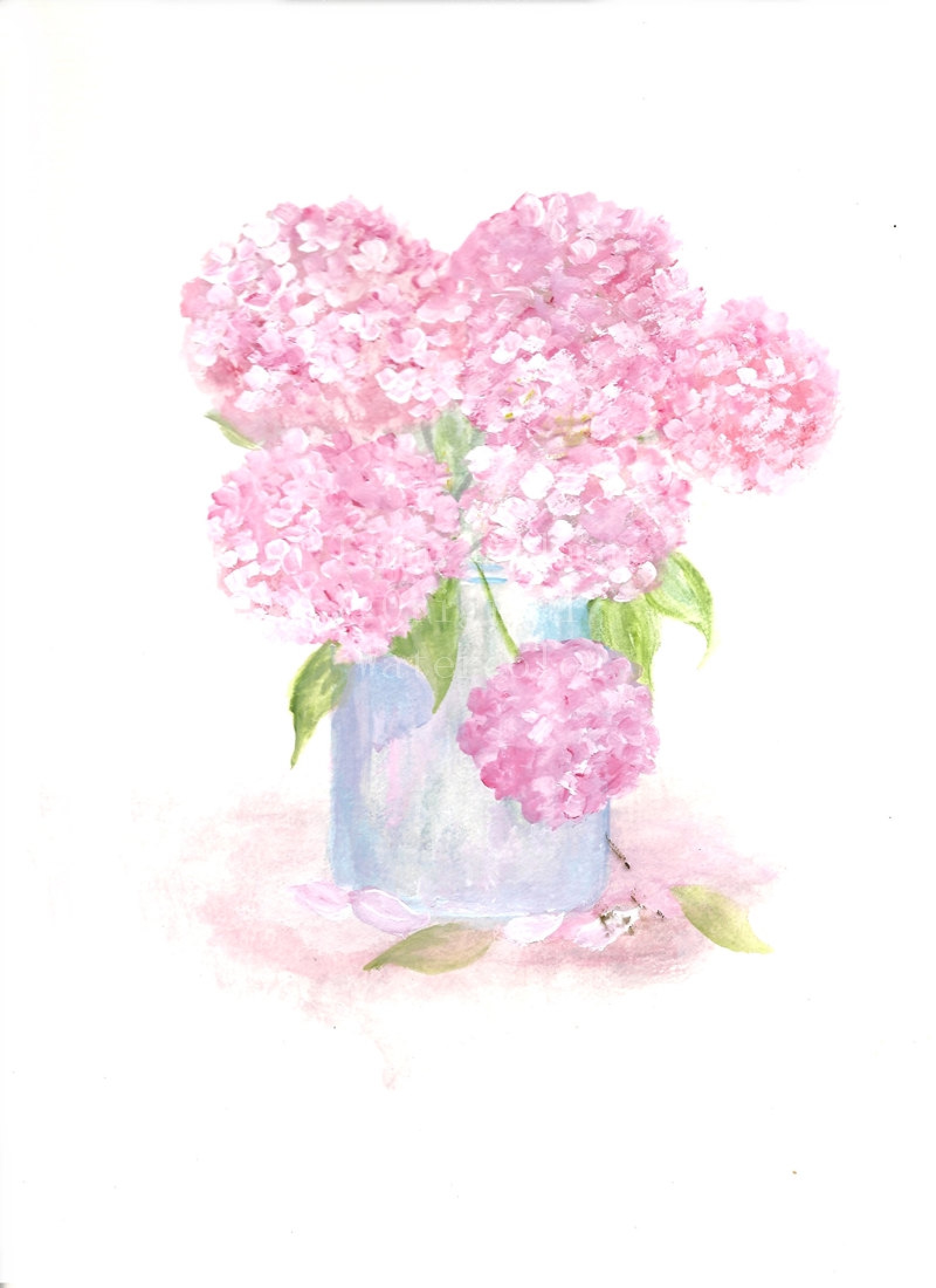 1600x2200 Original Watercolor Hydrangea Series 1, Original Watercolor Print