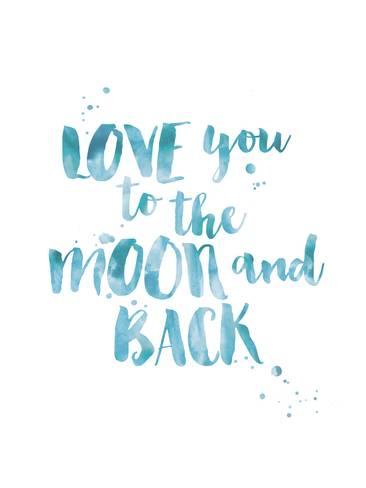 366x488 Love You To Moon Back Watercolor Blue Art By Amy Brinkman
