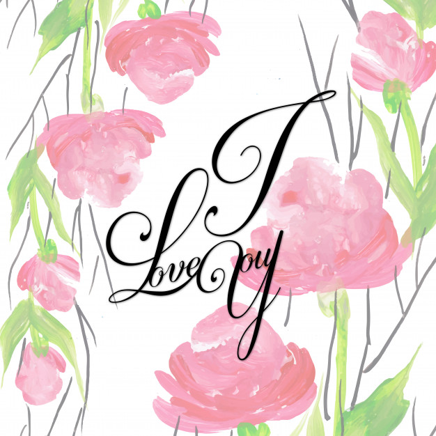 626x626 Watercolor Floral Valentine I Love You Background Vector Free