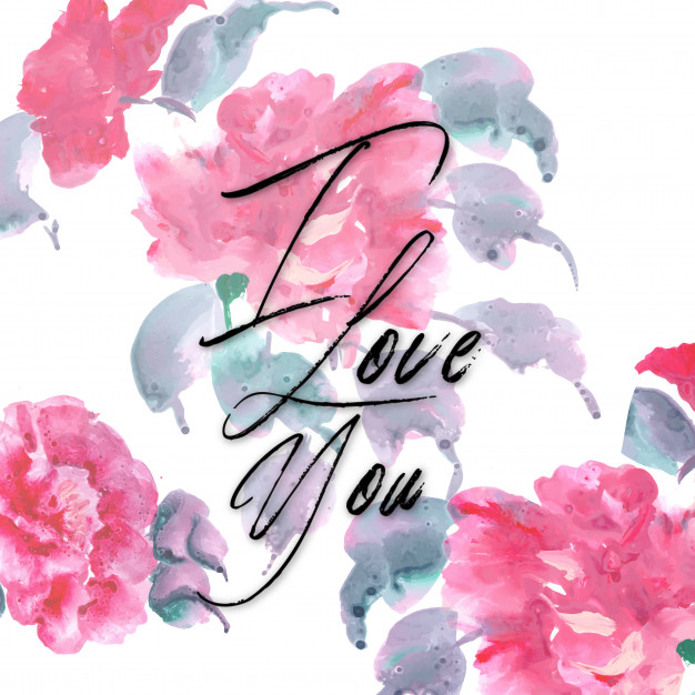 626x626 Watercolor Floral Valentine I Love You Background Vector Premium