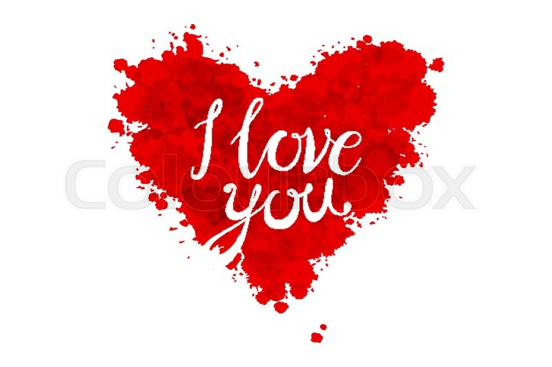 800x533 Watercolor Valentines Day Heart Lettering I Love You In Pink, Red