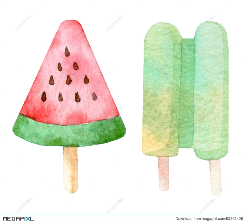 800x730 Ice Cream Watercolor Illustration Illustration 53351426