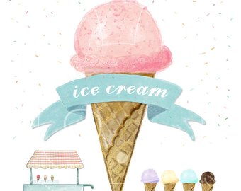 340x270 Ice Cream Watercolor Etsy