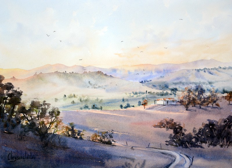 800x579 Medium Sized Landscape Watercolor Paintings For Sale