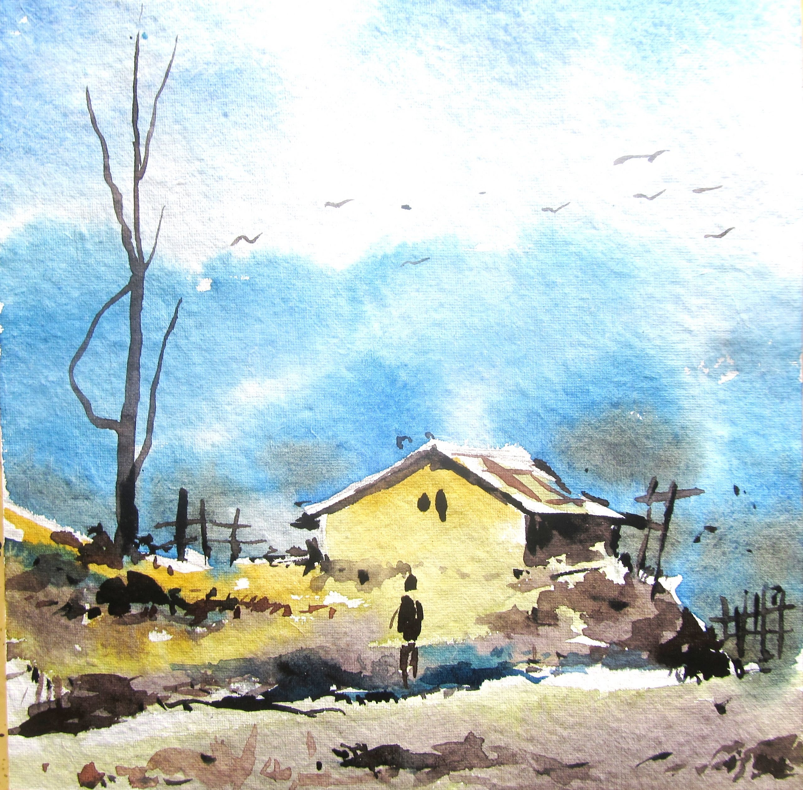 2556x2513 Simple Landscape Watercolor Paintings Creative Drawing