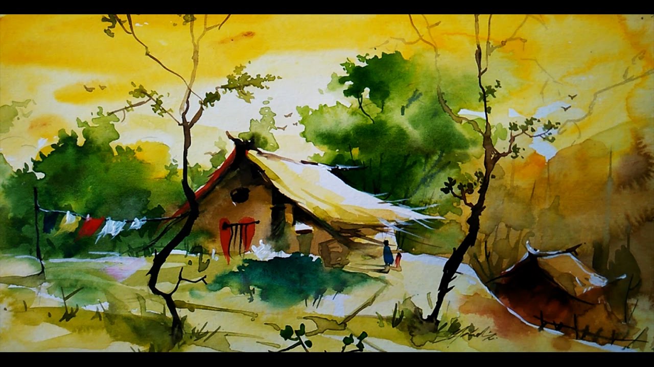 1280x720 Simple Water Color Landscape For Beginners By Paintlane