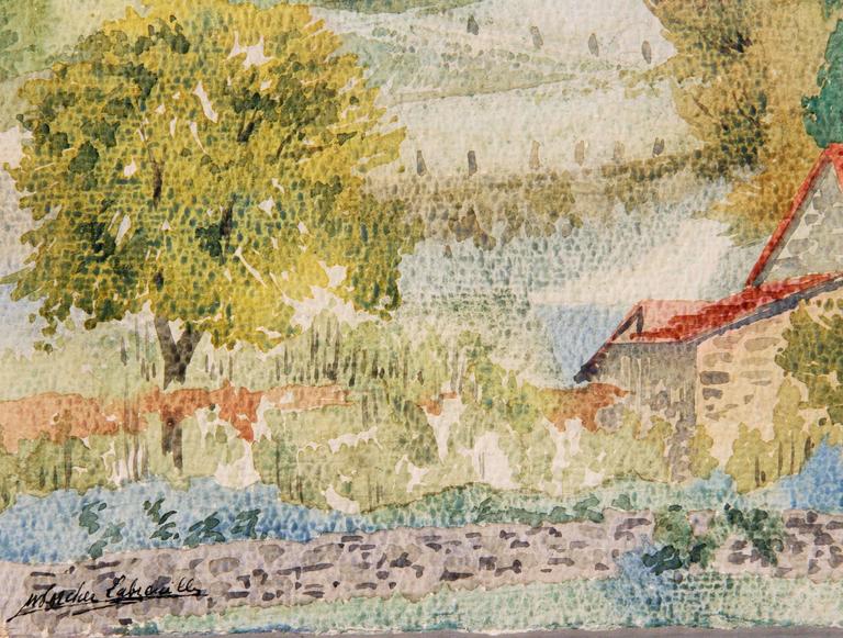 768x581 Impressionist Watercolor Painting , French Landscape For Sale