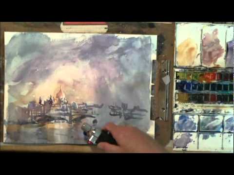 480x360 Loose Impressionist Watercolor Painting Demonstration Thames And