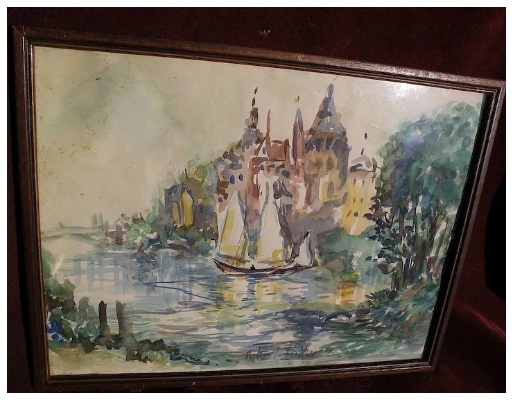740x577 Robert Patterson (1898 1981) Impressionist Watercolor By Mid