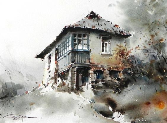 564x416 Incredible Watercolor Landscape Painting By Corneliu Dragan