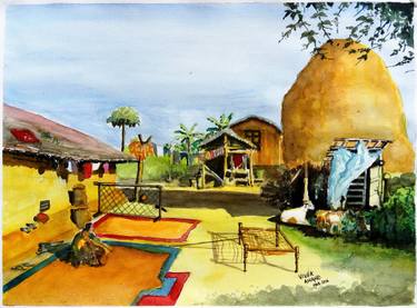 375x277 Indian Village Scene Painting By Vivek Anand Saatchi Art